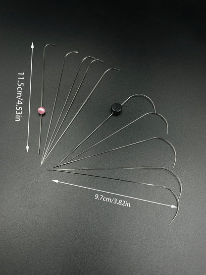 9.7cm/11.5cm Dual Size Open Curved Beading Needle, Flexible Long Metal Material, Smooth Beading, Easily Thread Small Beads, DIY Jewelry Making Tool, Suitable For Bracelets, Necklaces, Handmade Crafts