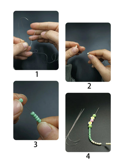 9.7cm/11.5cm Dual Size Open Curved Beading Needle, Flexible Long Metal Material, Smooth Beading, Easily Thread Small Beads, DIY Jewelry Making Tool, Suitable For Bracelets, Necklaces, Handmade Crafts