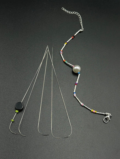 9.7cm/11.5cm Dual Size Open Curved Beading Needle, Flexible Long Metal Material, Smooth Beading, Easily Thread Small Beads, DIY Jewelry Making Tool, Suitable For Bracelets, Necklaces, Handmade Crafts