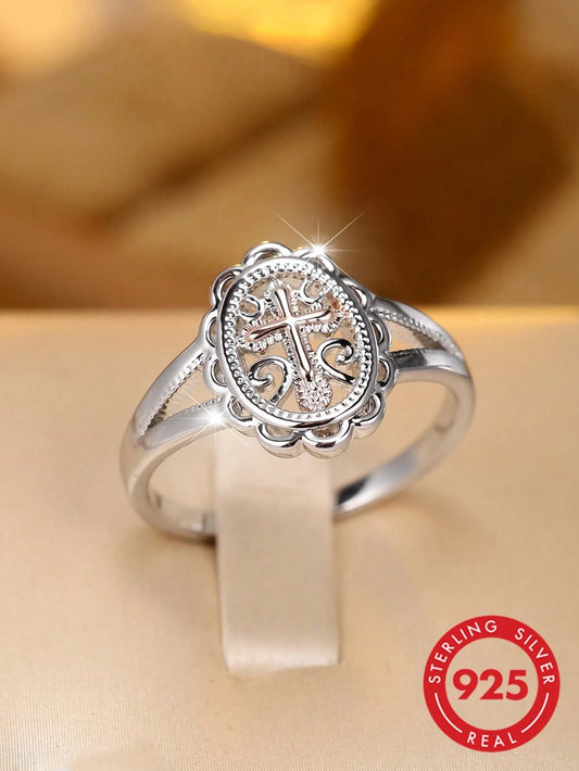 925 Sterling Silver Cross Ring, Women's Style- Bohemian Design, Suitable For Daily Wear And Wedding Occasions, Perfect Gift