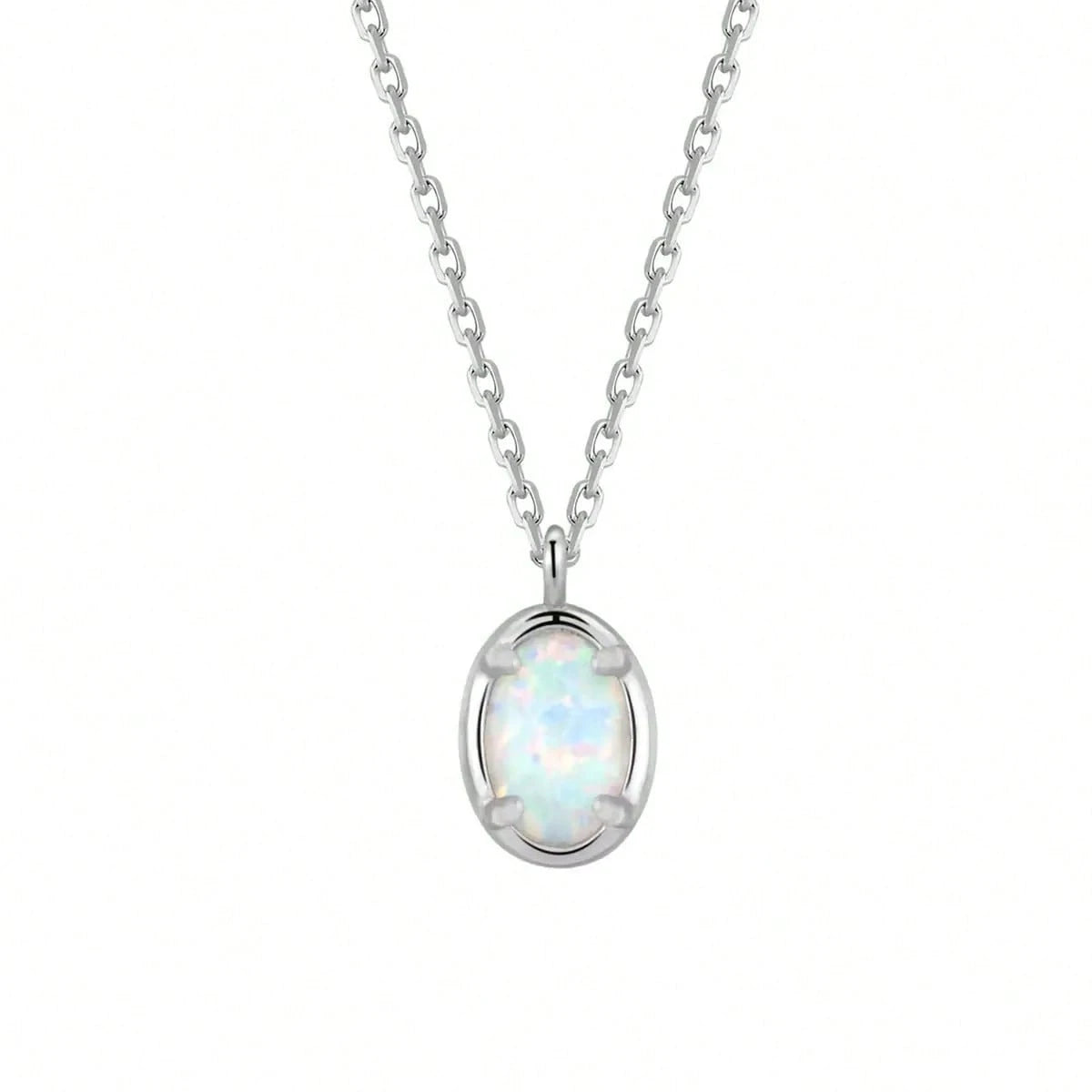 925 Sterling Silver Vintage Opal Necklace| Exquisite Opal Pendant Necklace| Women's October Birthstone Jewelry| Handmade Opal Gift