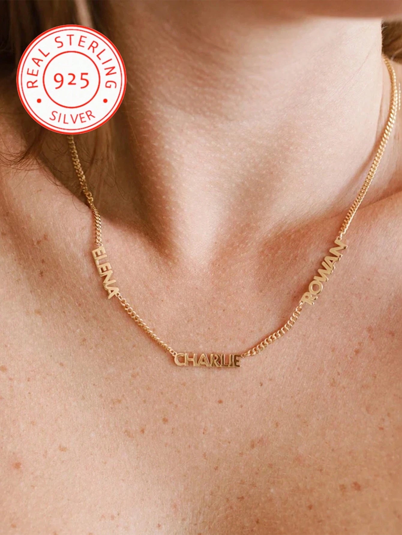 A 925 Silver, Light Luxury Egyptian Cuban Style Minimalist Stainless Steel Custom Necklace, Customizable With 2-3 English Names, Dates, Numbers, Valentine's Day, Parties, Banquets, Anniversaries, Birt