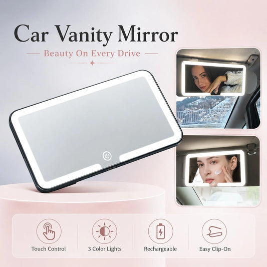 A Dimmable, Portable Rearview Sun Visor Vanity Mirror With A Touchscreen For Adjustable Brightness, Suitable For Cars, Trucks, And SUVs. A Great Holiday Gift.
