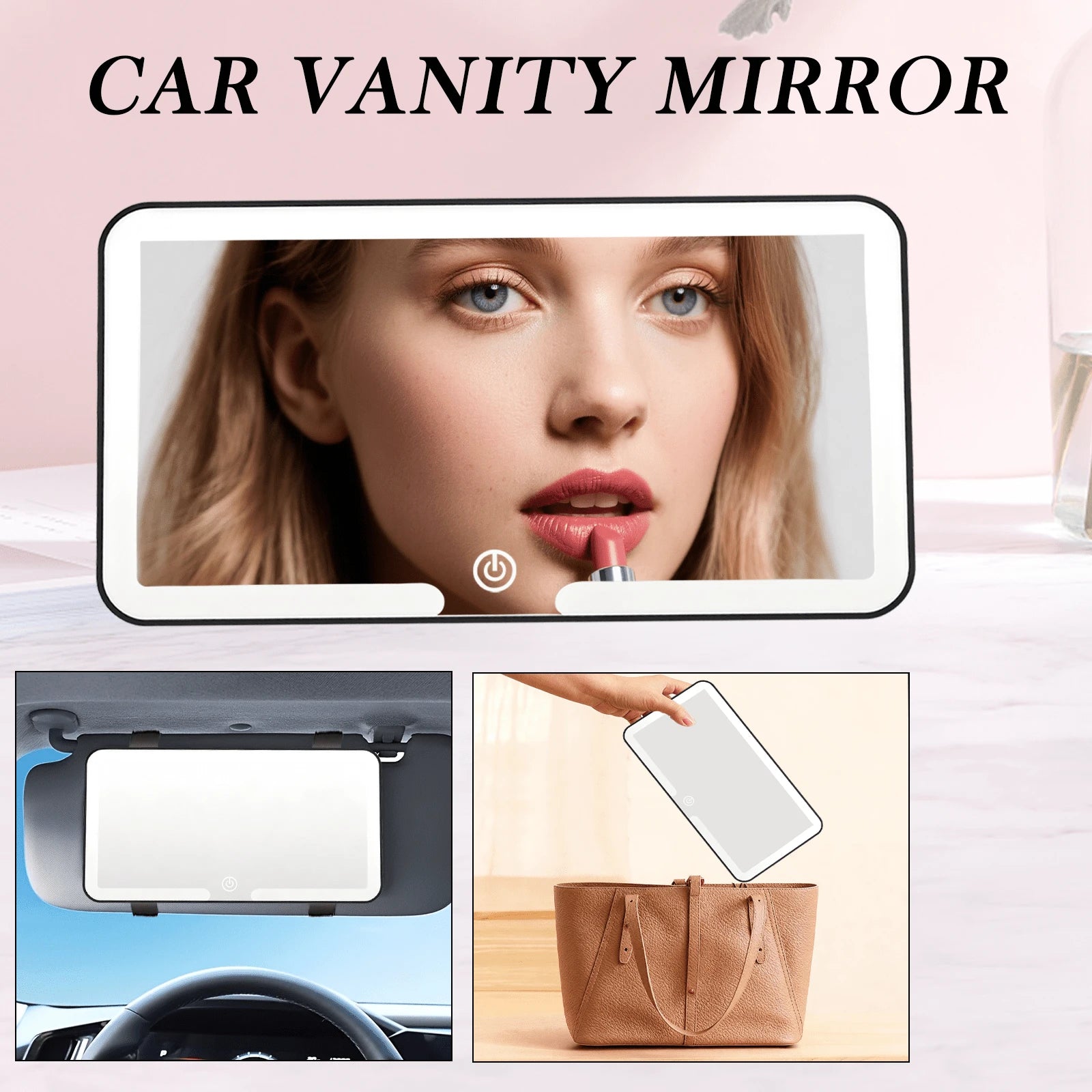 A Dimmable, Portable Rearview Sun Visor Vanity Mirror With A Touchscreen For Adjustable Brightness, Suitable For Cars, Trucks, And SUVs. A Great Holiday Gift.