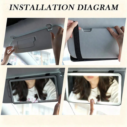 A Dimmable, Portable Rearview Sun Visor Vanity Mirror With A Touchscreen For Adjustable Brightness, Suitable For Cars, Trucks, And SUVs. A Great Holiday Gift.