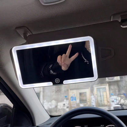 A Dimmable, Portable Rearview Sun Visor Vanity Mirror With A Touchscreen For Adjustable Brightness, Suitable For Cars, Trucks, And SUVs. A Great Holiday Gift.