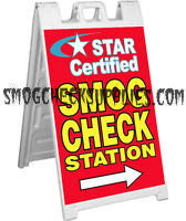 A-FRAME SIDEWALK SIGN, STAR CERTIFIED SMOG CHECK