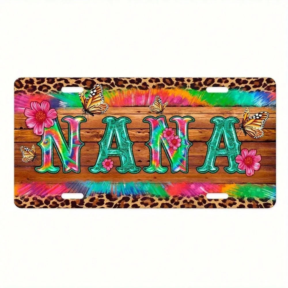 A Vibrant Aluminum Front Door Sign Featuring A Nana Theme, Measuring 6X 12inch, Decorated With Brightly Colored Floral And Designs. Wall Mounting, It Can Serve As A Charming Home Decoration Or A Thoug