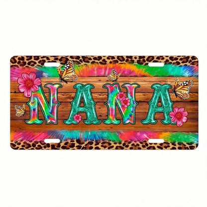 A Vibrant Aluminum Front Door Sign Featuring A Nana Theme, Measuring 6X 12inch, Decorated With Brightly Colored Floral And Designs. Wall Mounting, It Can Serve As A Charming Home Decoration Or A Thoug