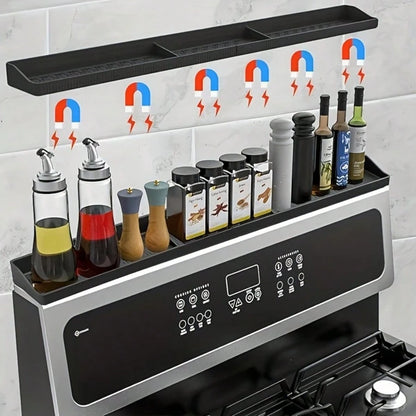 Abulun 30 Inch Silicone Stove Oven Top Shelf Magnetic For Kitchen Gadgets, Soft Flexible Strong Magnetic Heat Resistant Spice Rack Kitchen Organizer For Over Oven Stove