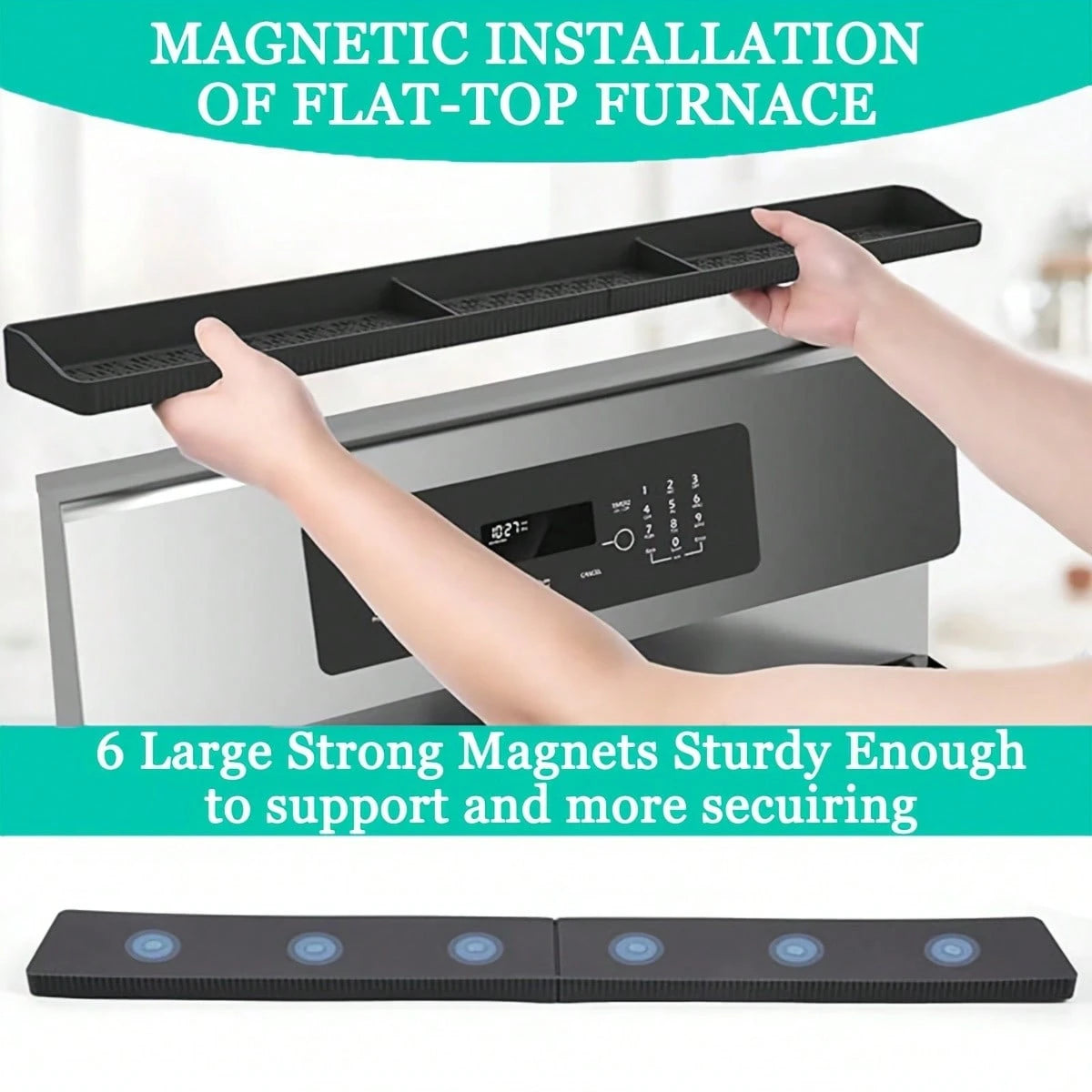 Abulun 30 Inch Silicone Stove Oven Top Shelf Magnetic For Kitchen Gadgets, Soft Flexible Strong Magnetic Heat Resistant Spice Rack Kitchen Organizer For Over Oven Stove