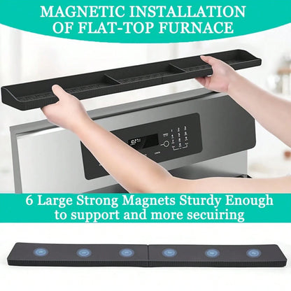 Abulun 30 Inch Silicone Stove Oven Top Shelf Magnetic For Kitchen Gadgets, Soft Flexible Strong Magnetic Heat Resistant Spice Rack Kitchen Organizer For Over Oven Stove