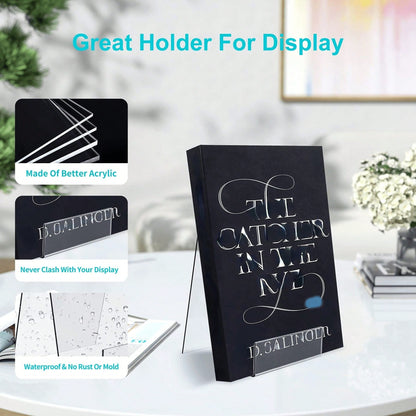 Acrylic Book Stand With Ledge,Clear Acrylic Display Easel Transparent Display Stand Holder Tablet Holder For Displaying Books,Magazine,Plate,Pictures,Artworks, CDs