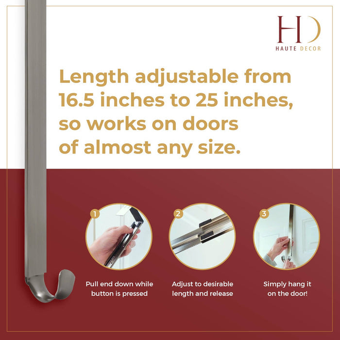 Adapt™ Adjustable Length Wreath Hanger - Brushed Nickel