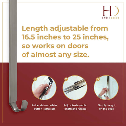 Adapt™ Adjustable Length Wreath Hanger - Brushed Nickel