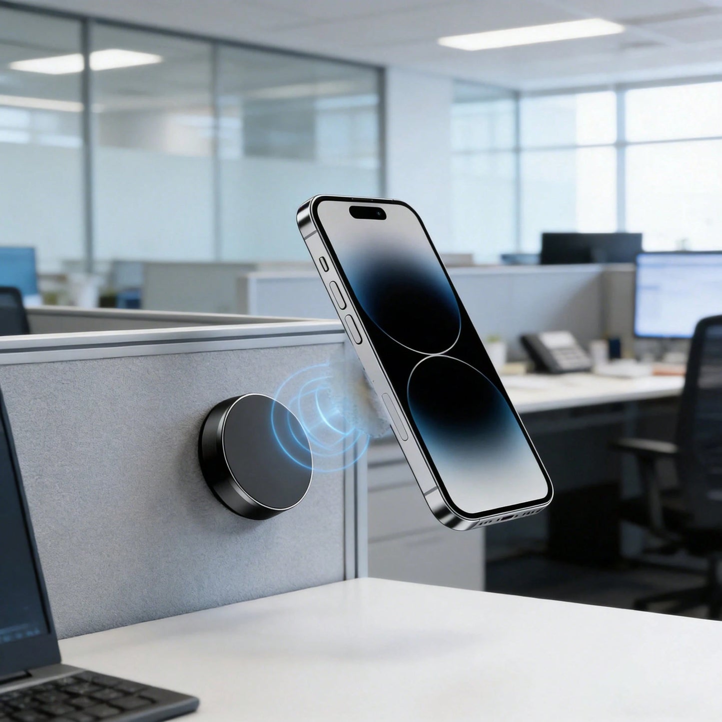 Adhesive Magnetic Phone Holder, Suitable For Kitchen Cabinet Doors, MagSafe Compatible, Super Strong Magnetic Force To Fix Phone And Keys, Firmly Adhered, Non-Damaging, Waterproof And Oil-Proof, Cover