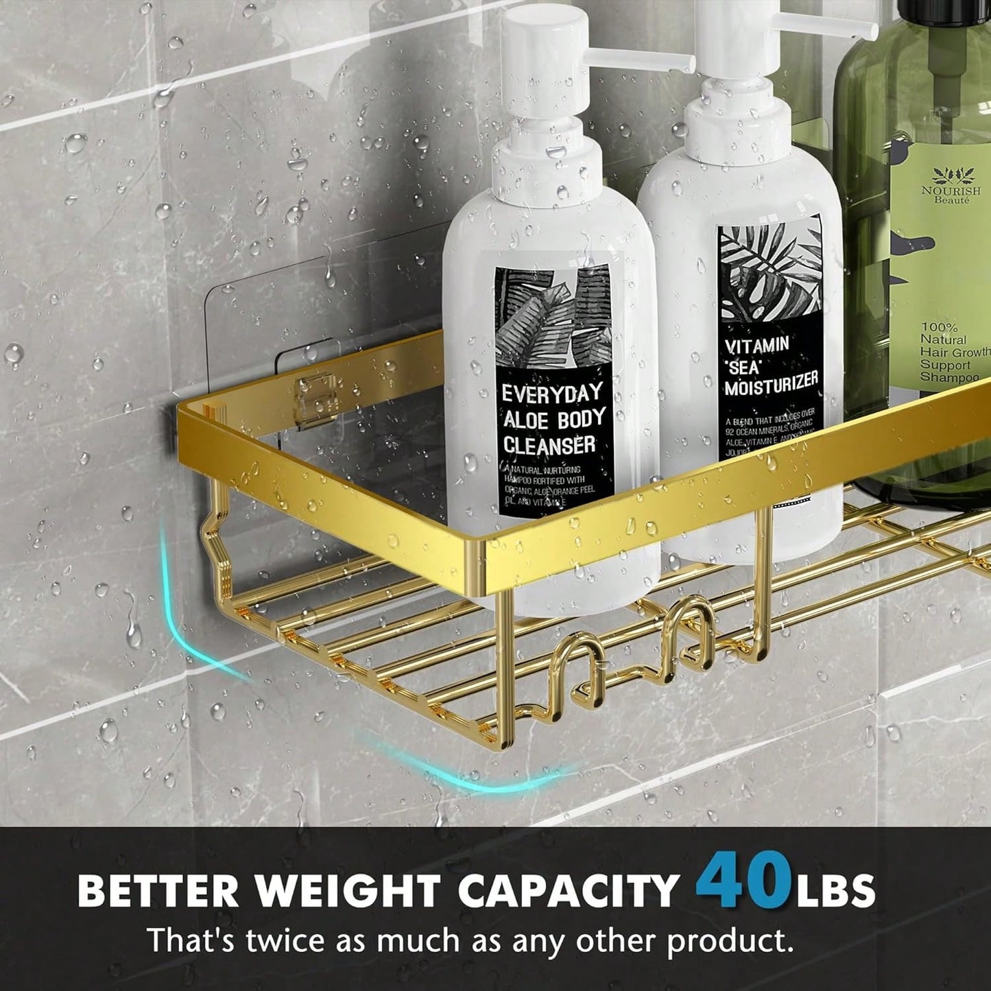 Adhesive Shower Caddy, 5 Pack Rustproof Stainless Steel Bath Organizers With Large Capacity, No Drilling Shelves For Bathroom Storage & Home Decor