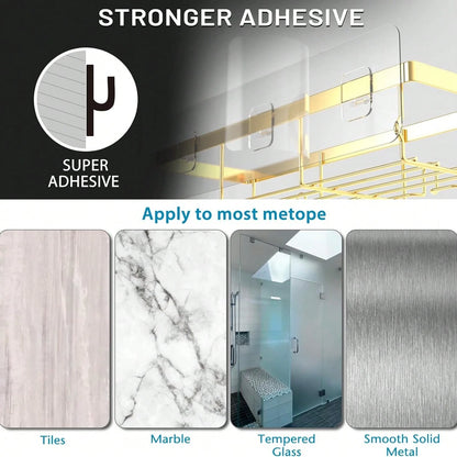 Adhesive Shower Caddy, 5 Pack Rustproof Stainless Steel Bath Organizers With Large Capacity, No Drilling Shelves For Bathroom Storage & Home Decor