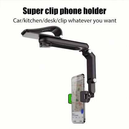 Adjustable Gooseneck Multi-Jointed Long Arm Sun Visor Fashionable Car Phone Holder Multi-Functional Suitable For Navigation Universal Car Accessories Spring Gift
