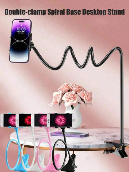 Adjustable Gooseneck Slouchy Holder Dual-Clip Bedside Phone Holder, Portable Desktop Camera Stand, Multifunctional Phone Bracket With Counterweight Plate, Universal Free-Adjustable Stand, Spring Gift