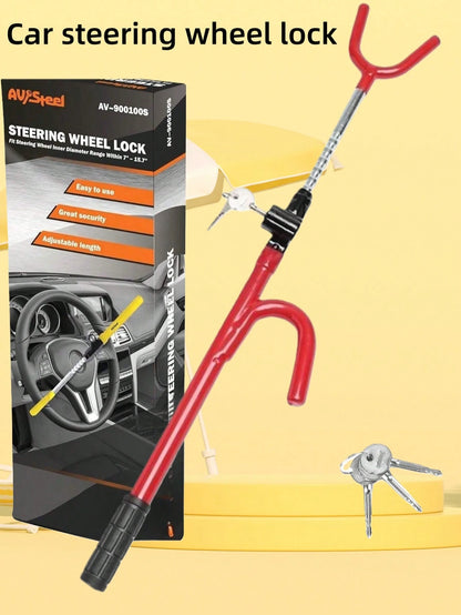 Adjustable Heavy Duty Steering Wheel Lock With 2 Keys, Universal For Cars, Trucks And SUVs
