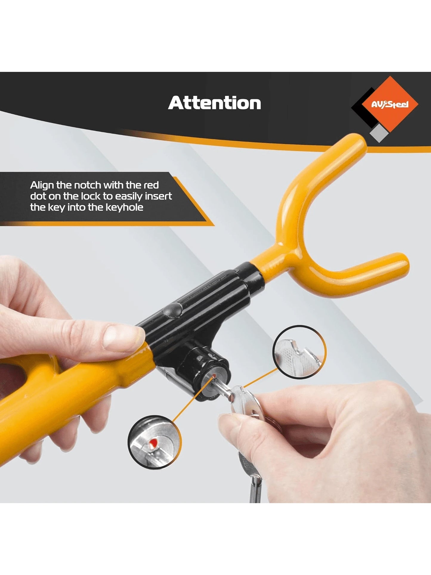 Adjustable Heavy Duty Steering Wheel Lock With 2 Keys, Universal For Cars, Trucks And SUVs