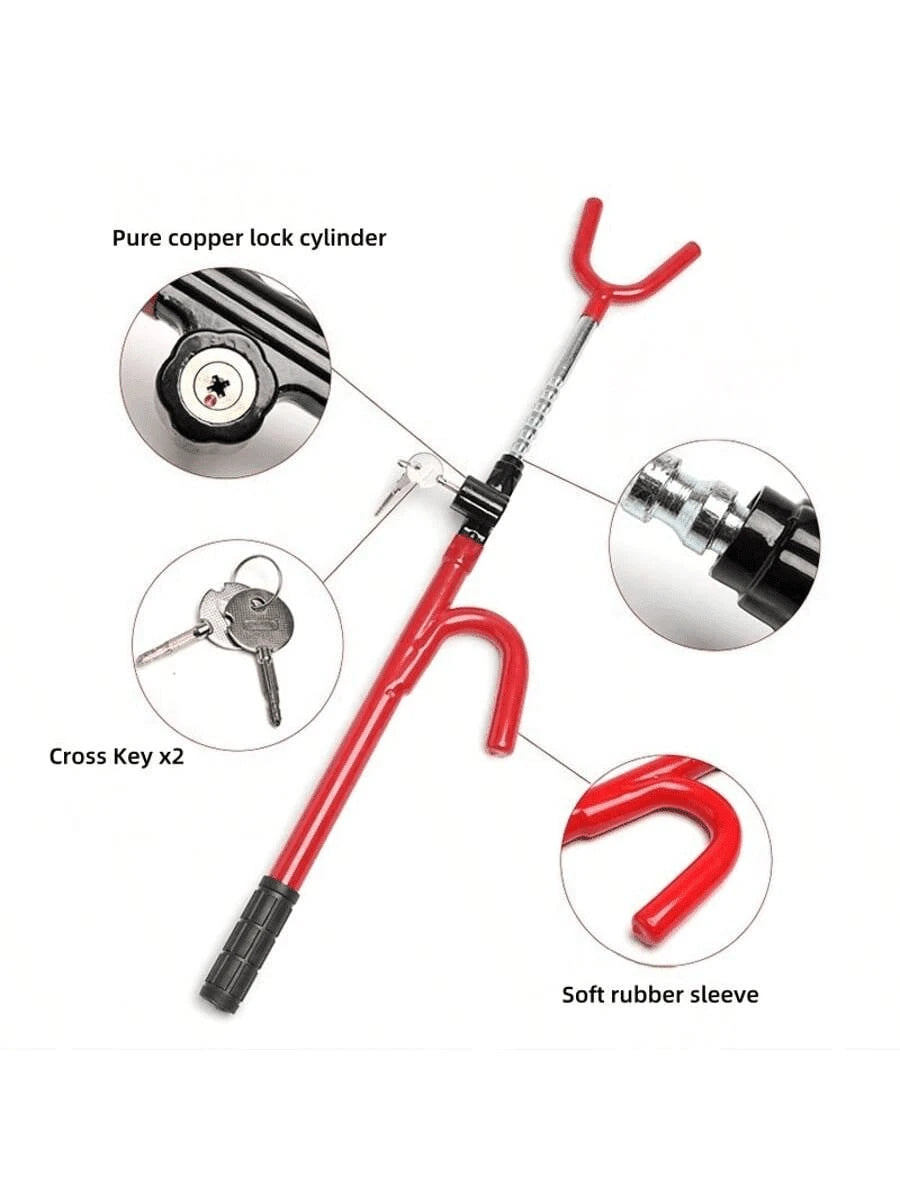 Adjustable Heavy Duty Steering Wheel Lock With 2 Keys, Universal For Cars, Trucks And SUVs