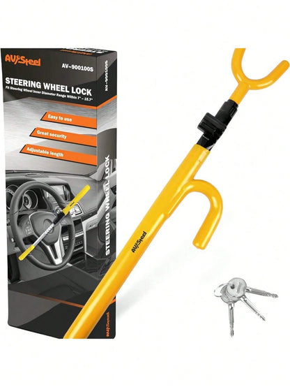 Adjustable Heavy Duty Steering Wheel Lock With 2 Keys, Universal For Cars, Trucks And SUVs