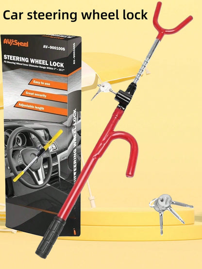 Adjustable Heavy Duty Steering Wheel Lock With 2 Keys, Universal For Cars, Trucks And SUVs
