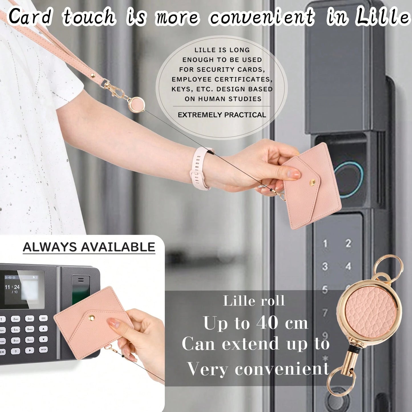 Adjustable PU Leather ID Badge Holder With Retractable Lanyard, Quick Release Buckle And Rotatable Metal Clip, Suitable For Office, Workers, Students, Employees For Women Wallet Mini Wallet Purse Wall