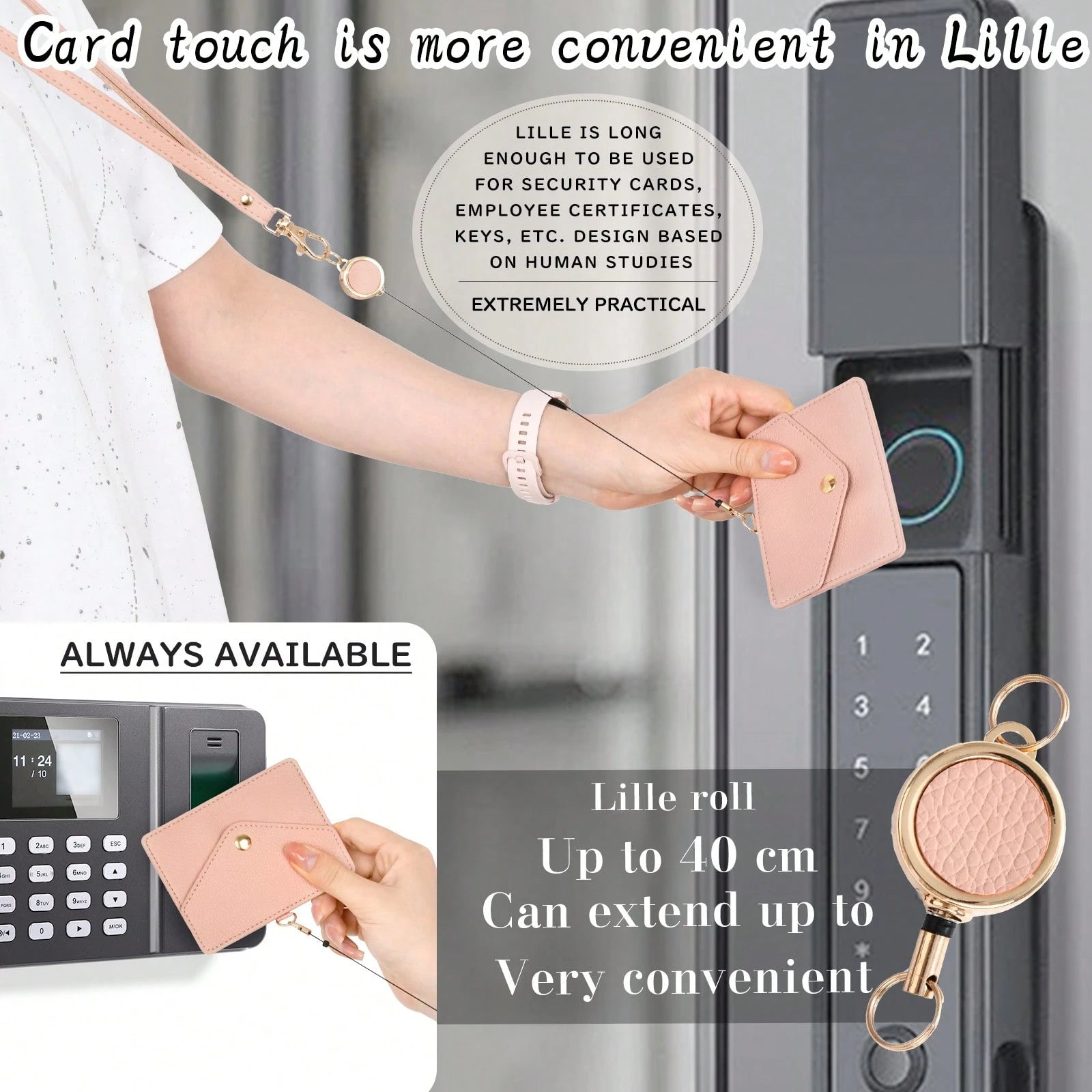 Adjustable PU Leather ID Badge Holder With Retractable Lanyard, Quick Release Buckle And Rotatable Metal Clip, Suitable For Office, Workers, Students, Employees For Women Wallet Mini Wallet Purse Wall