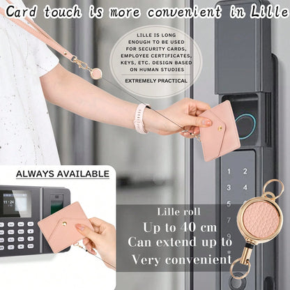 Adjustable PU Leather ID Badge Holder With Retractable Lanyard, Quick Release Buckle And Rotatable Metal Clip, Suitable For Office, Workers, Students, Employees For Women Wallet Mini Wallet Purse Wall