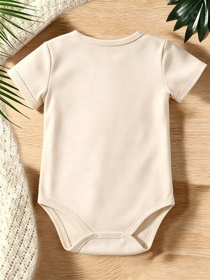 Adorable Cute Baby Infant Music In My DNA Treble Clef Symbol Fingerprint Graphic Print Short Sleeve Round Neck Bodysuit Summer Holiday Daily Wear Top
