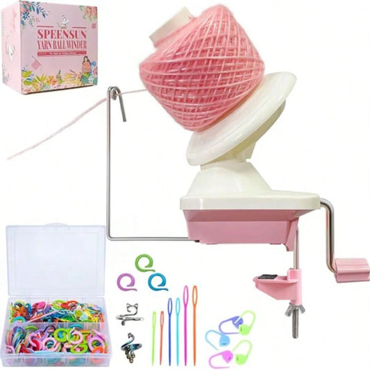 Aesthetic Yarn Ball Winder Kit, Efficient 3.5OZ Yarn Winder With 250+ Stitch Markers & Crochet Accessories For DIY Knitting