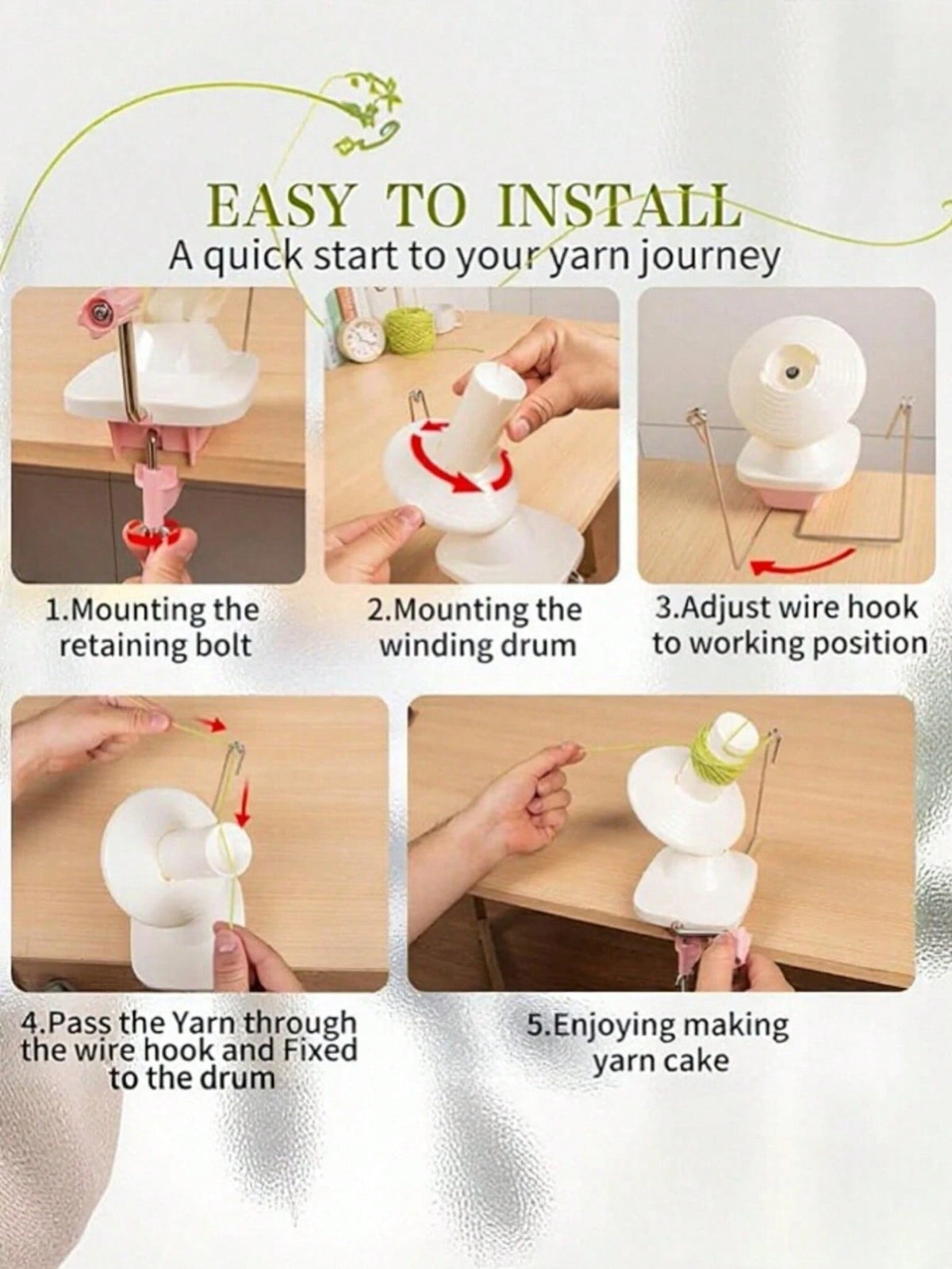 Aesthetic Yarn Ball Winder Kit, Efficient 3.5OZ Yarn Winder With 250+ Stitch Markers & Crochet Accessories For DIY Knitting