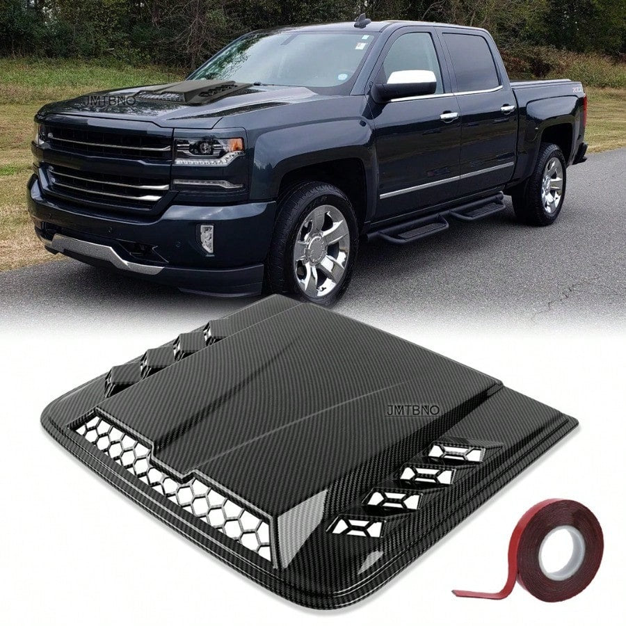 Air Flow Intake Hood Scoop Vent Cover Carbon For Chevrolet 1500 2500