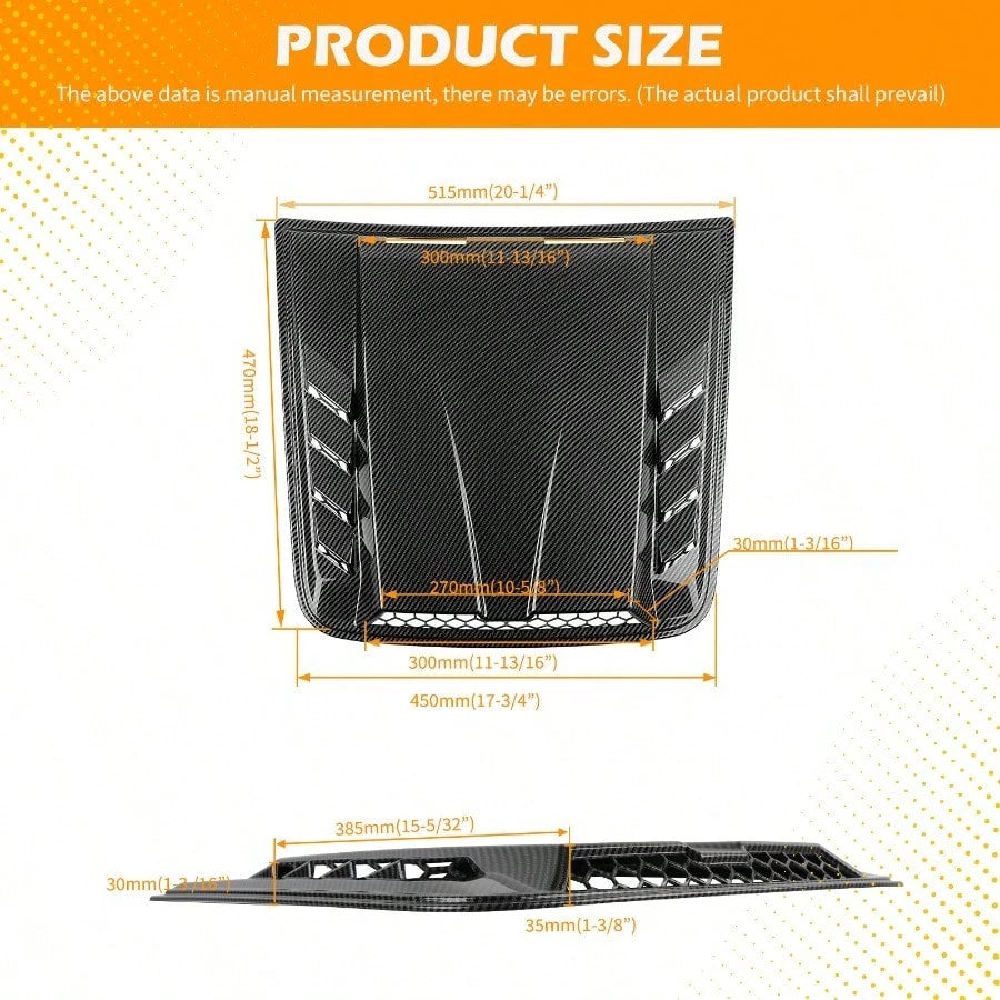Air Flow Intake Hood Scoop Vent Cover Carbon For Chevrolet 1500 2500