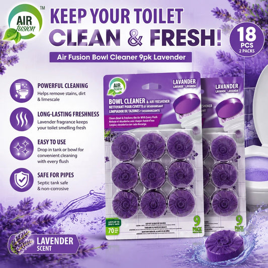 AIR FUSION 18-Pack Automatic Toilet Cleaning Tablets, 3-In-1 Formula For Stain & Odor Removal With Fresh Scent| Long-Lasting Toilet Bowl Cleaner