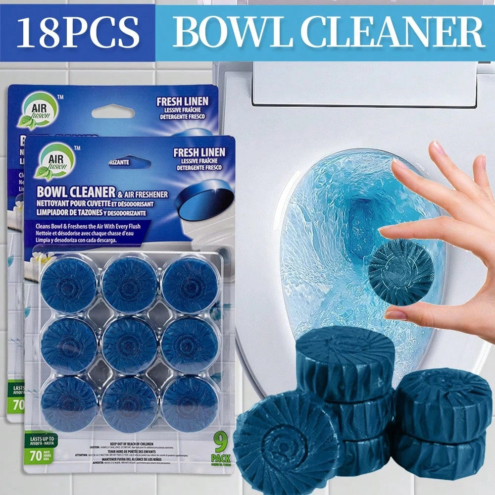 AIR FUSION 18-Pack Automatic Toilet Cleaning Tablets, 3-In-1 Formula For Stain & Odor Removal With Fresh Scent| Long-Lasting Toilet Bowl Cleaner