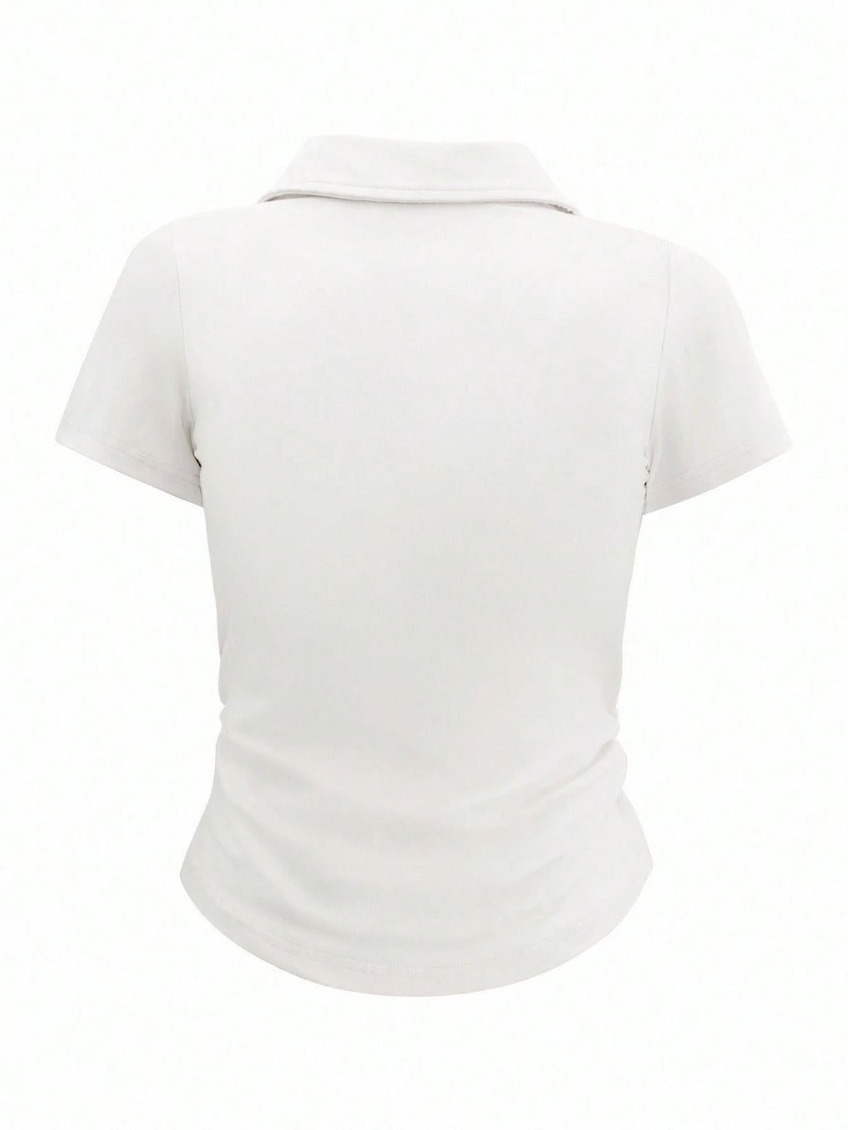 Airaco Women Casual Versatile Solid Color Ruched Short Sleeve T-Shirt, Spring Summer Top