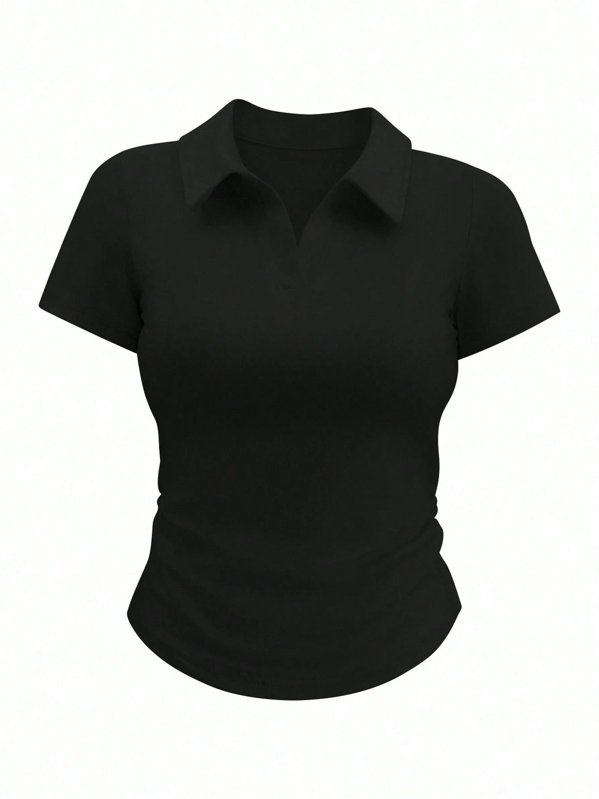 Airaco Women Casual Versatile Solid Color Ruched Short Sleeve T-Shirt, Spring Summer Top