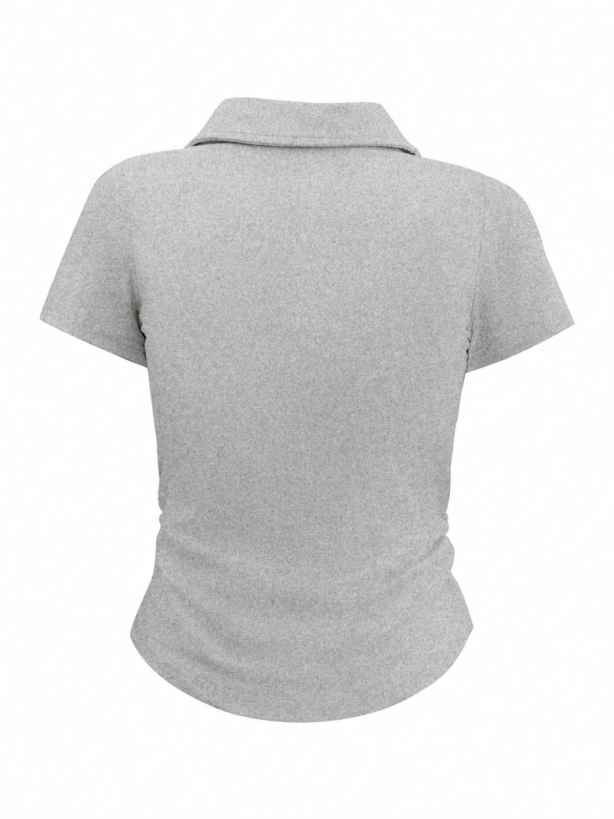 Airaco Women's Solid Color Collared Short Sleeve Casual Ruched T-Shirt