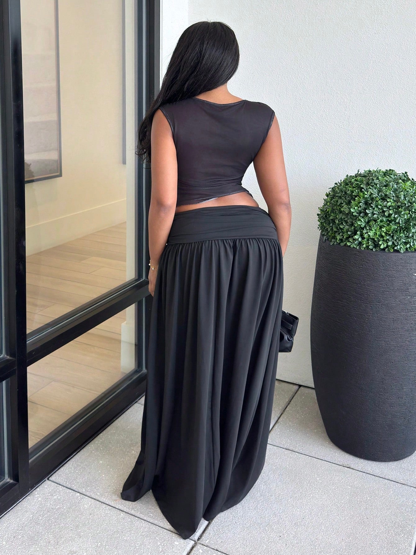 Alexandranx Summer Women Romantic 90s Business Casual Casual Y2k Club Office Old Style Street Wear Spring Break Bachelorette Concert Black Maxi Skirt