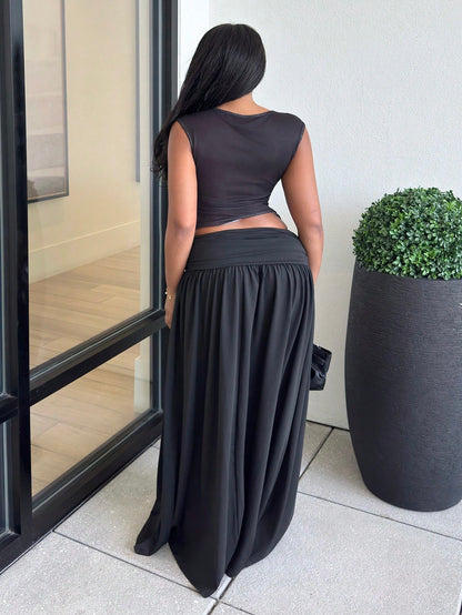 Alexandranx Summer Women Romantic 90s Business Casual Casual Y2k Club Office Old Style Street Wear Spring Break Bachelorette Concert Black Maxi Skirt