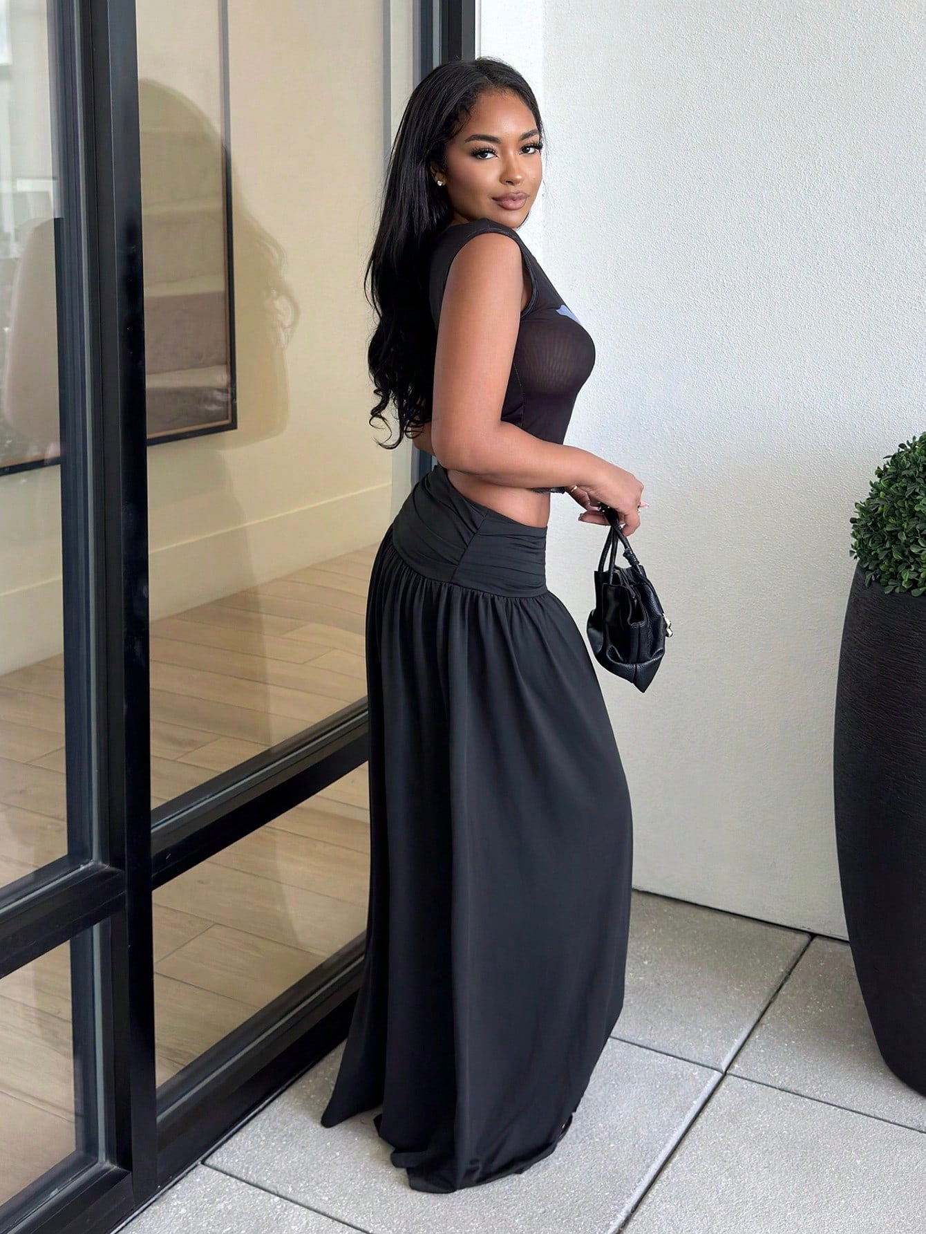 Alexandranx Summer Women Romantic 90s Business Casual Casual Y2k Club Office Old Style Street Wear Spring Break Bachelorette Concert Black Maxi Skirt