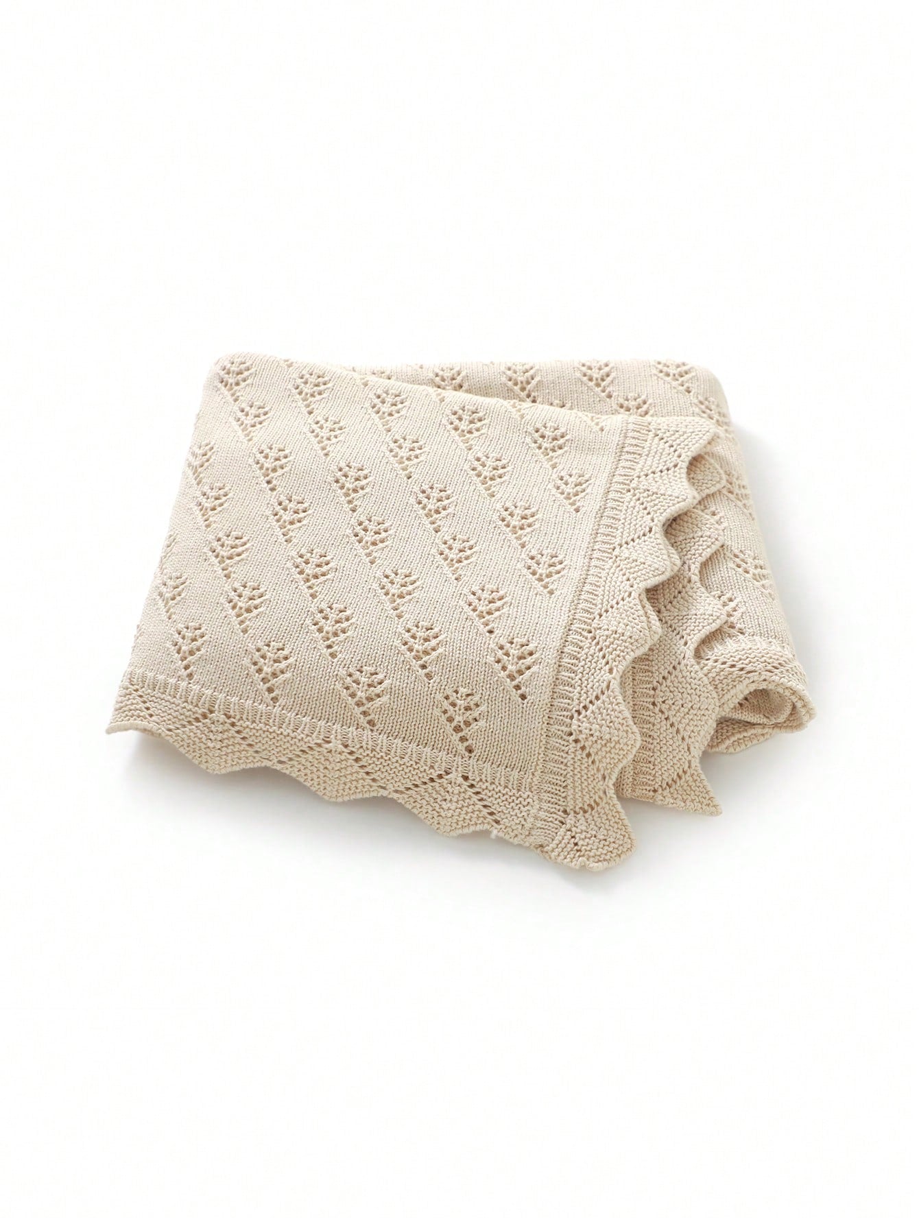 All-Season Pure Cotton Knitted Baby Blanket, Newborn Swaddle Wrap, Lace Trim Stroller Blanket, Soft Children's Throw Blanket, Infant Essentials