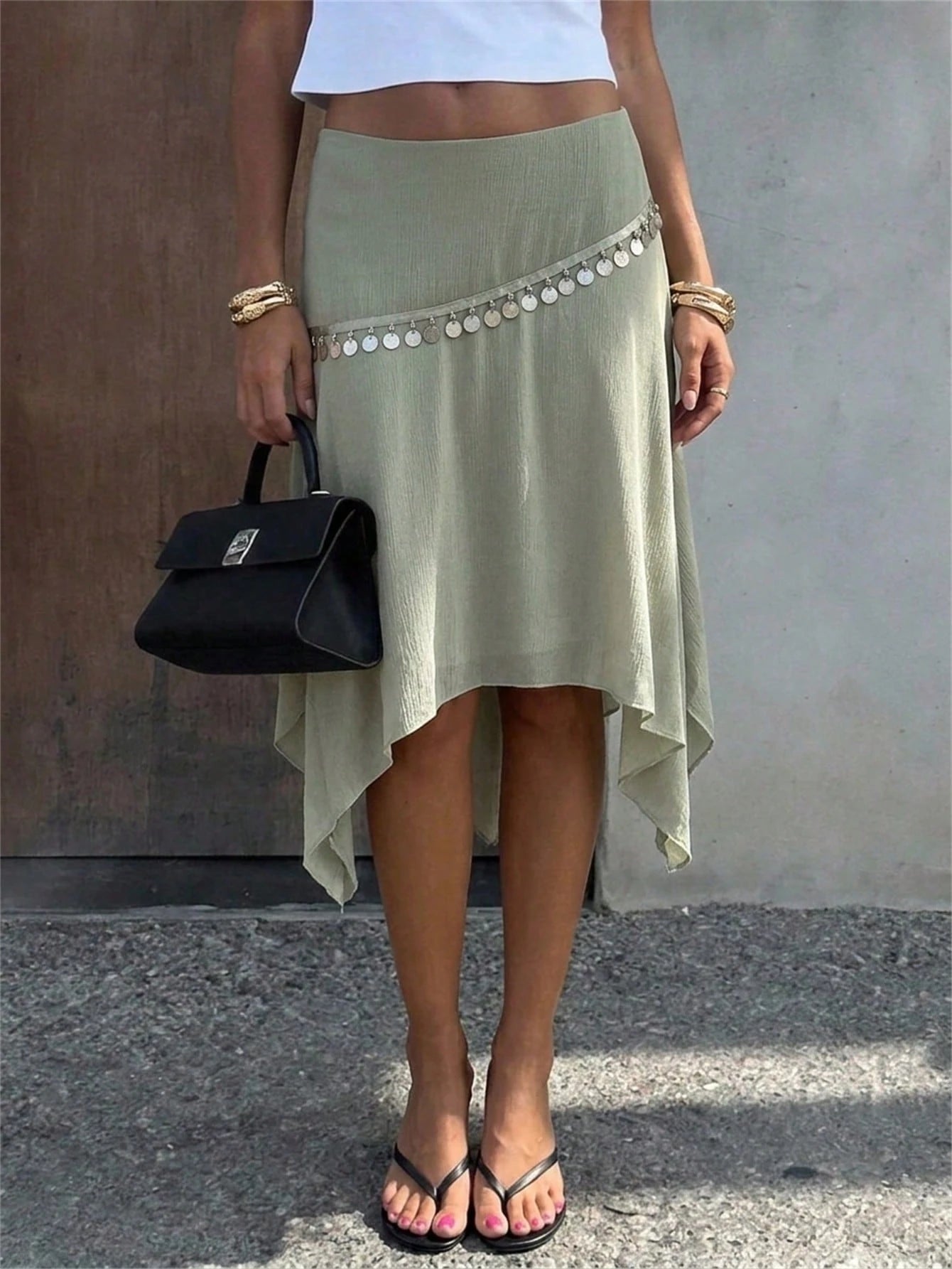 Aloruh Women's Elegant Asymmetric Chiffon Pleated Skirt, Romantic Holiday Style