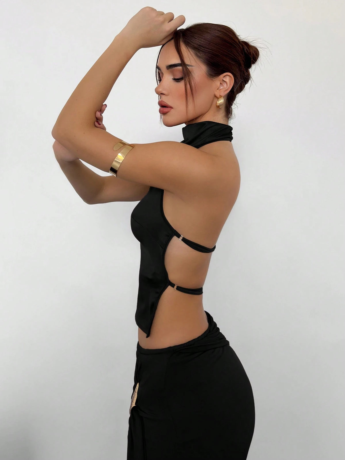 Aloruh Women's New High Collar Backless Satin Cami Top For Party,For Daily,Office,Outgoing, Spring/Summer