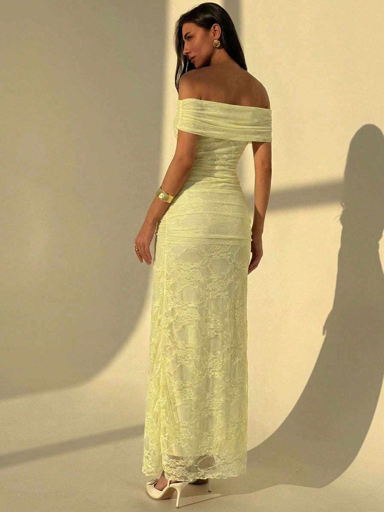 Aloruh Women's Off Shoulder Front Tie Fitted Elegant Dress