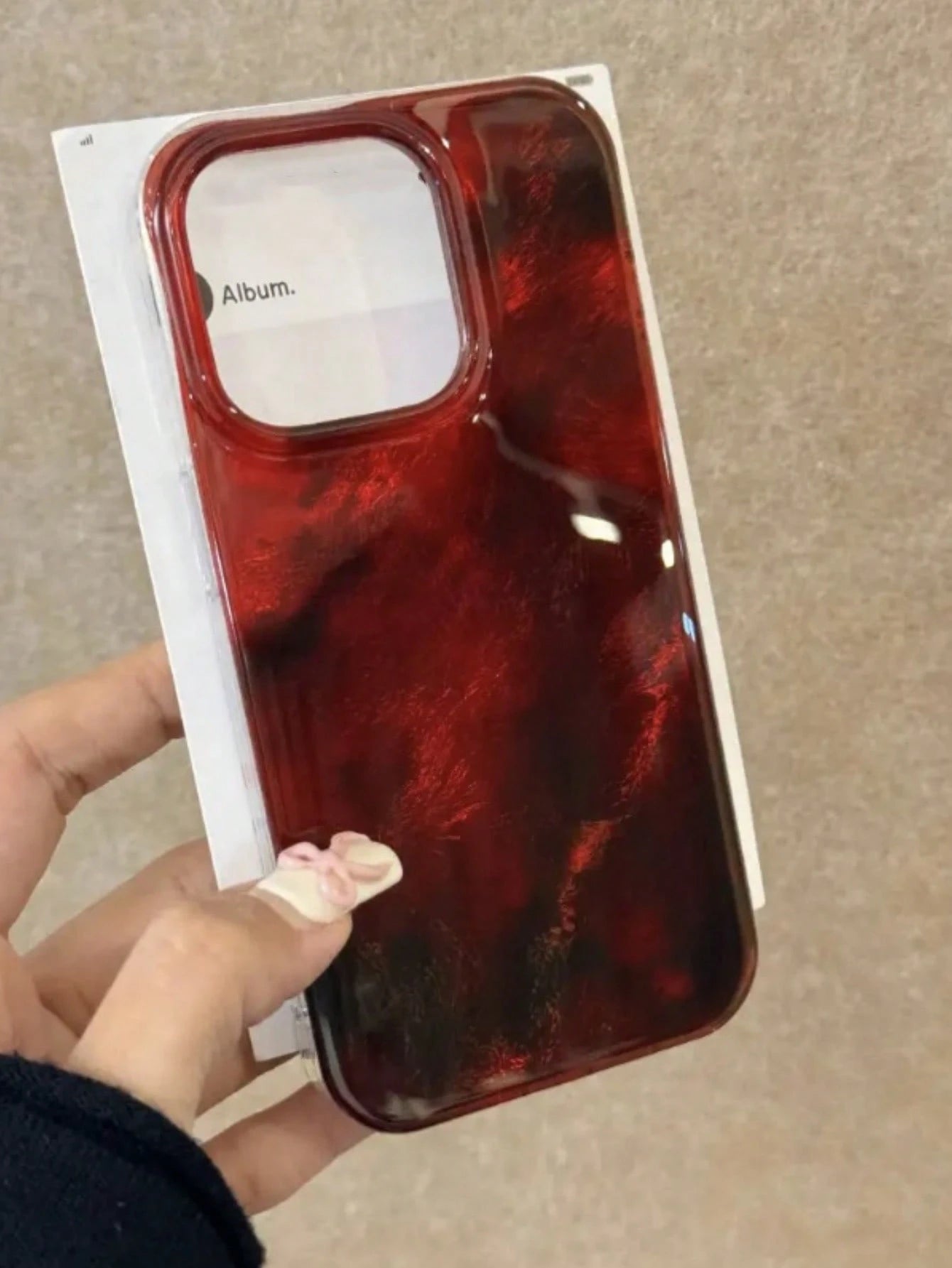 Amber Tortoiseshell Fashion Soft Silicone 1pc Amber Gradient Aesthetic Phone Case, Compatible With IPhone 16/15/14/13/12 Pro Max, Transparent Red Soft Silicone Back Cover Spring